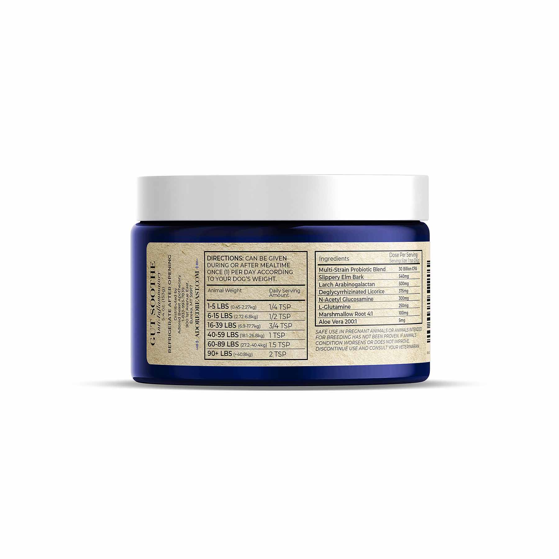 Adored Beast Gut Soothe | Pre & Probiotics Diarrhea IBD Support | Holistic Healthcare for Dogs and Cats