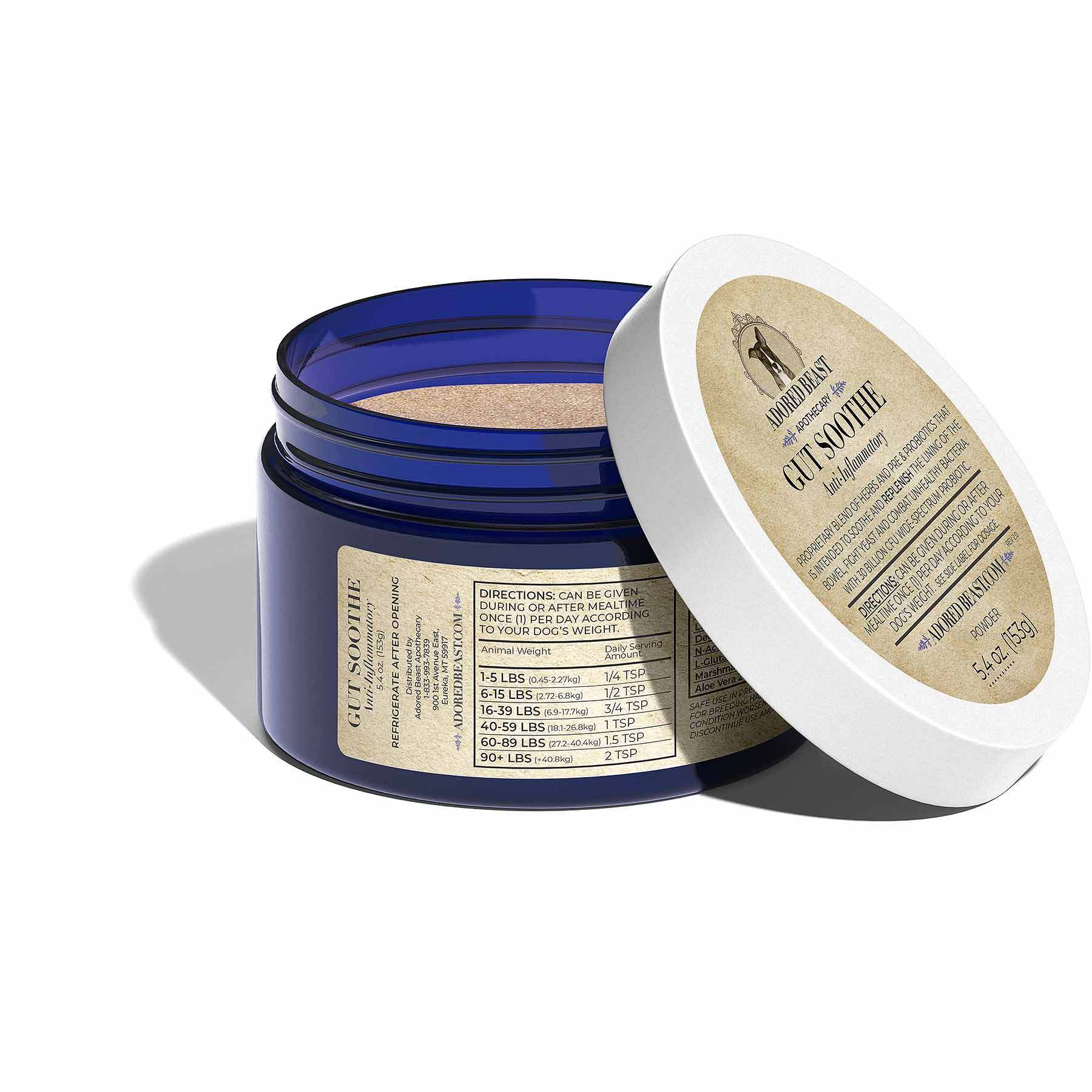 Adored Beast Gut Soothe | Pre & Probiotics Diarrhea IBD Support | Holistic Healthcare for Dogs and Cats