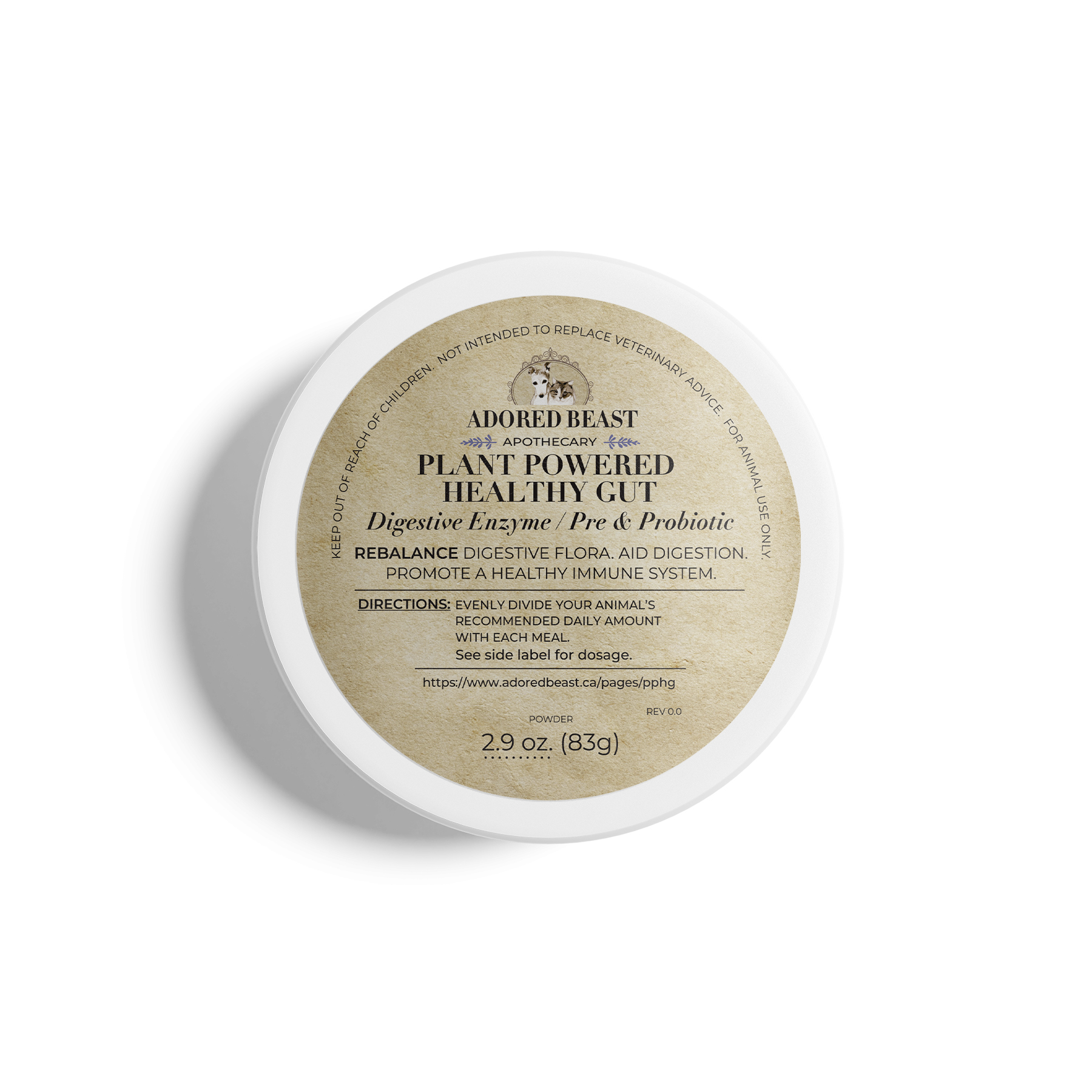 Adored Beast Plant Powered Healthy Gut (41g & 83g) Digestive Enzyme Probiotic Gut Health Support for Dogs and Cats
