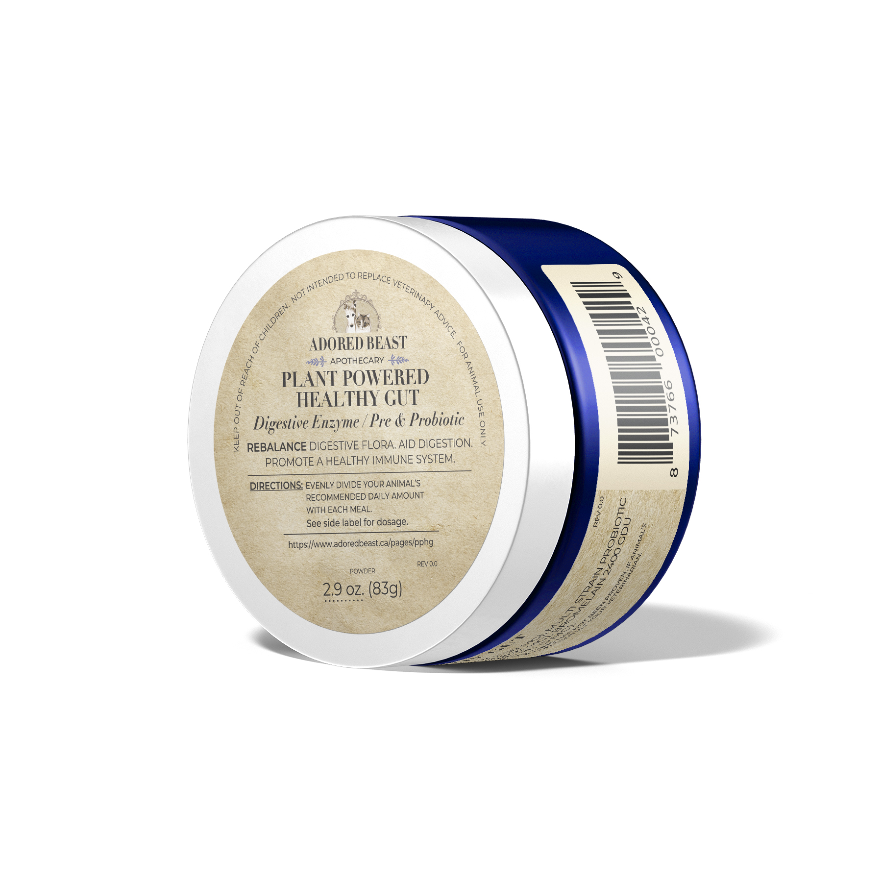 Adored Beast Plant Powered Healthy Gut (41g & 83g) Digestive Enzyme Probiotic Gut Health Support for Dogs and Cats