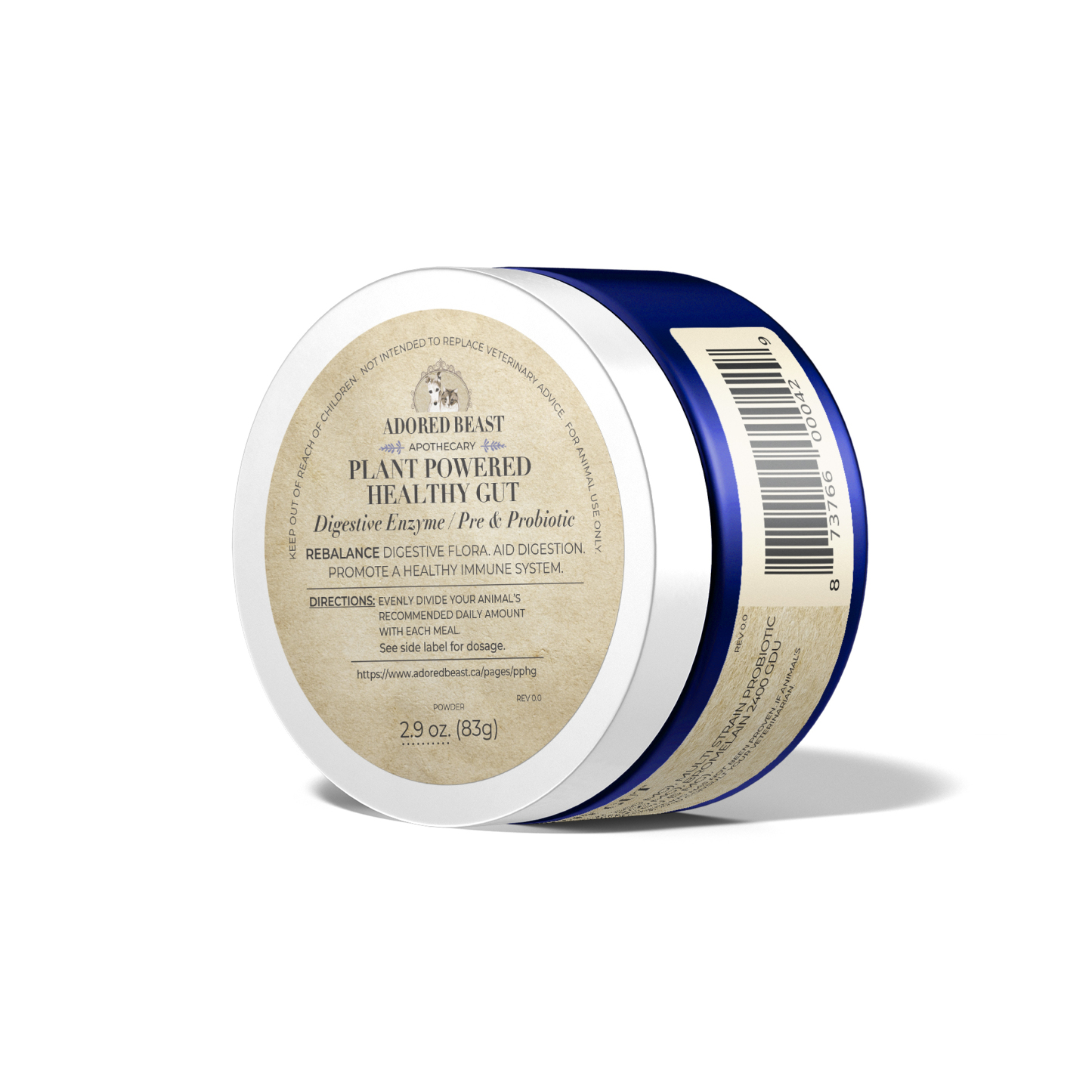 Adored Beast Plant Powered Healthy Gut (41g & 83g) Digestive Enzyme Probiotic Gut Health Support for Dogs and Cats