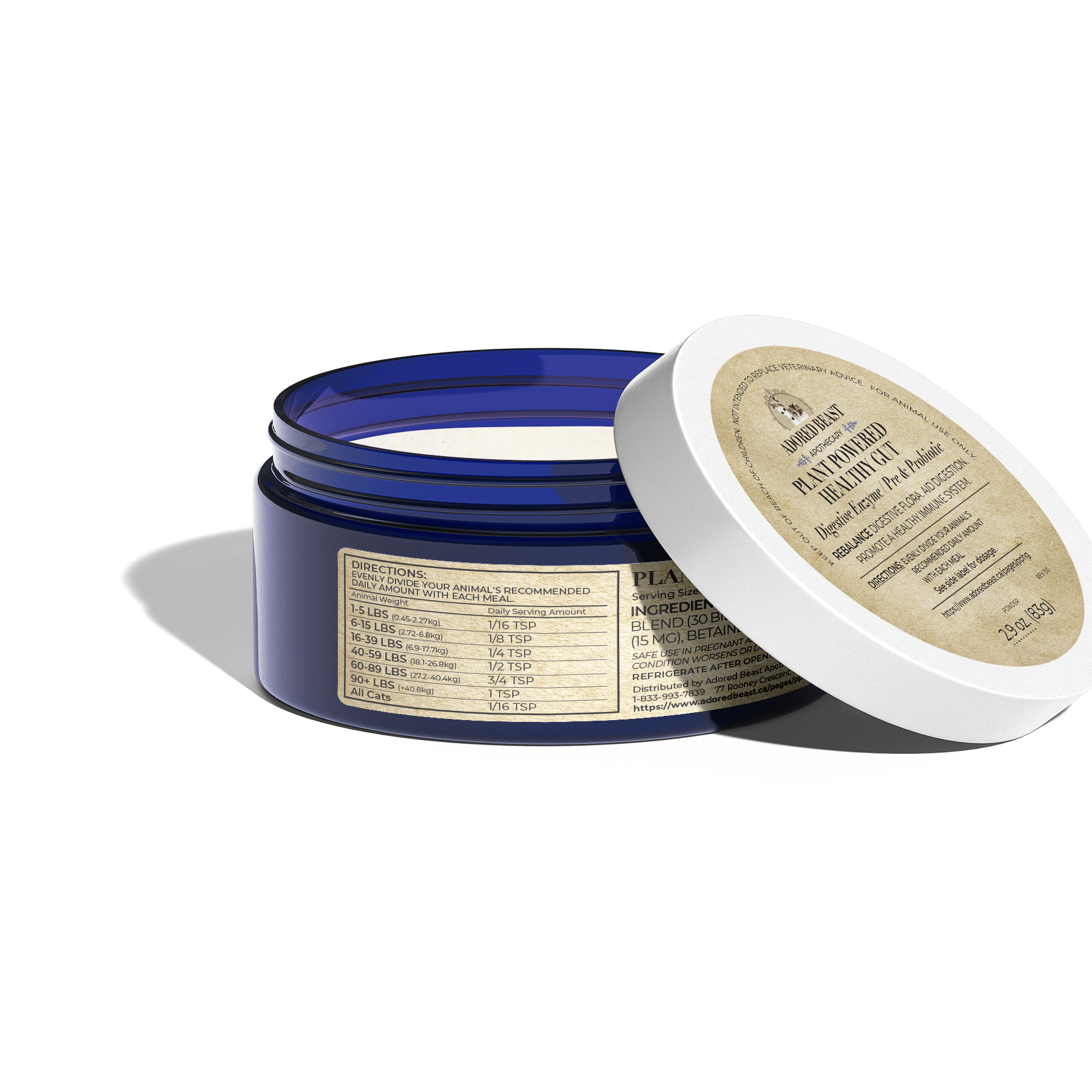 Adored Beast Plant Powered Healthy Gut (41g & 83g) Digestive Enzyme Probiotic Gut Health Support for Dogs and Cats