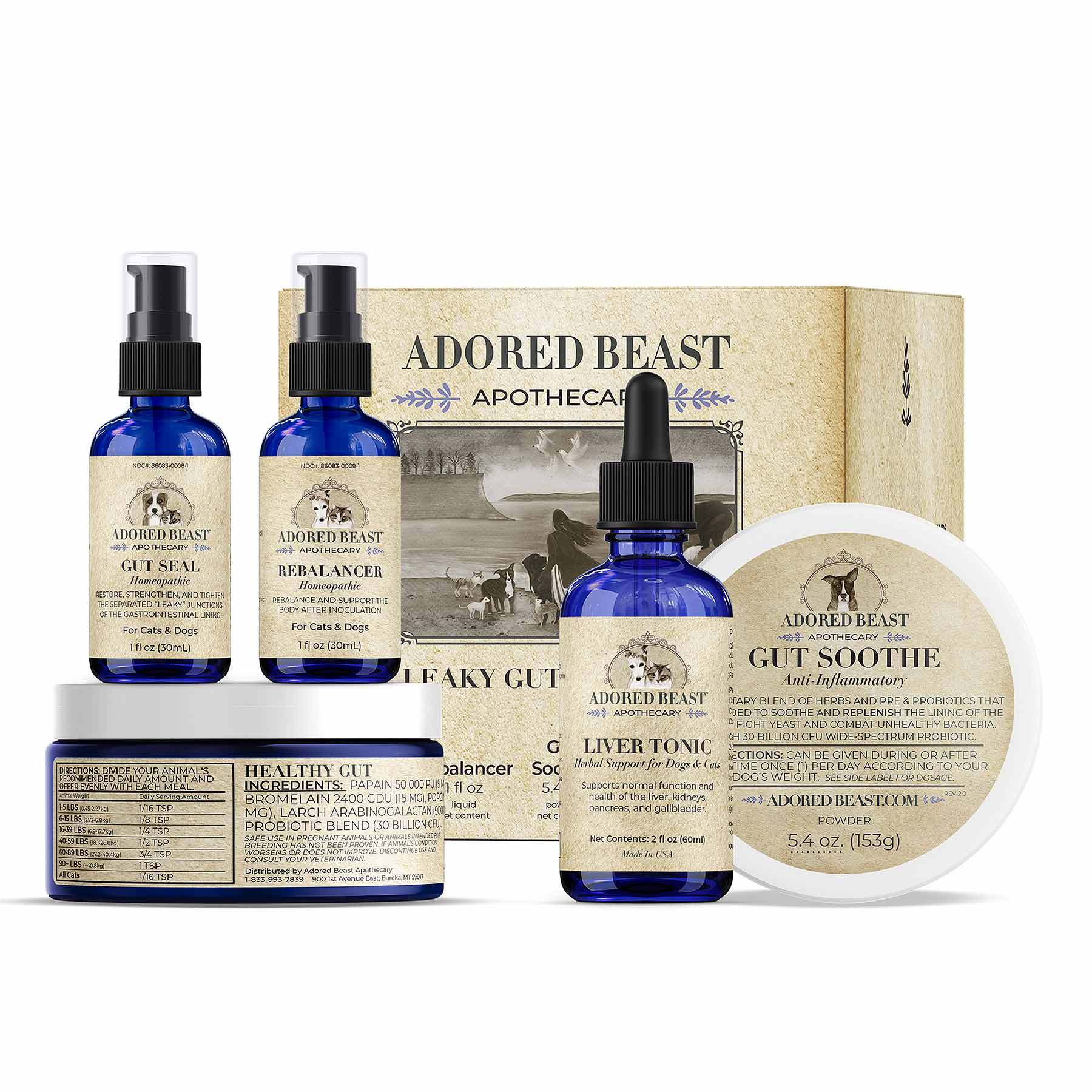 Adored Beast Leaky Gut Protocol | Gut Repair Immune Support | Holistic Healthcare for Dogs and Cats