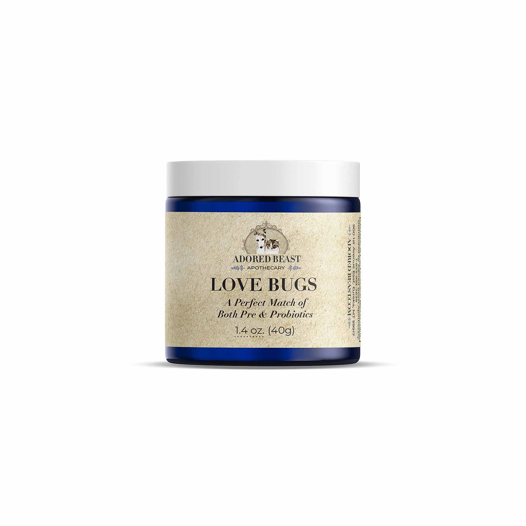 Adored Beast Love Bugs | Pre & Probiotics Gut Support | Holistic Healthcare for Dogs & Cats