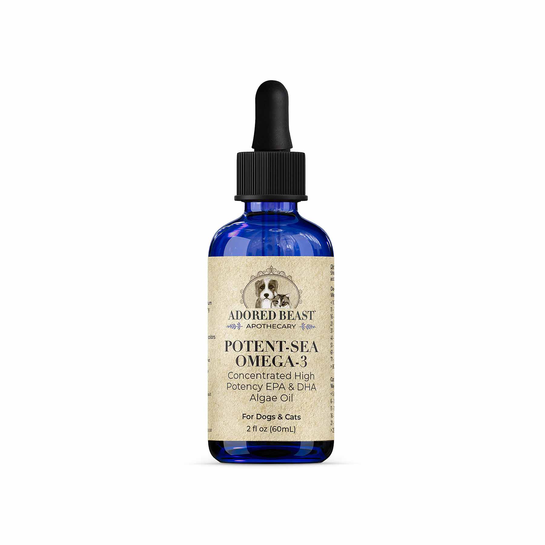 Adored Beast Potent Sea Omega 3 (60ml) Fish Oil EPA DHA Itchy Skin Coat Heart Support for Dogs and Cats