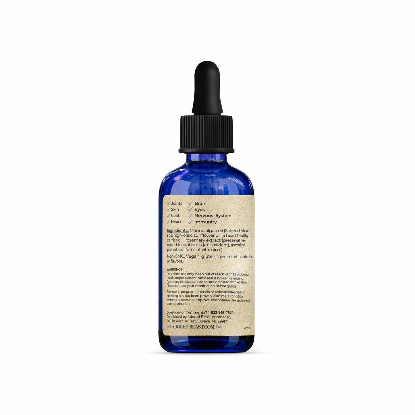 Adored Beast Potent Sea Omega 3 (60ml) Fish Oil EPA DHA Itchy Skin Coat Heart Support for Dogs and Cats