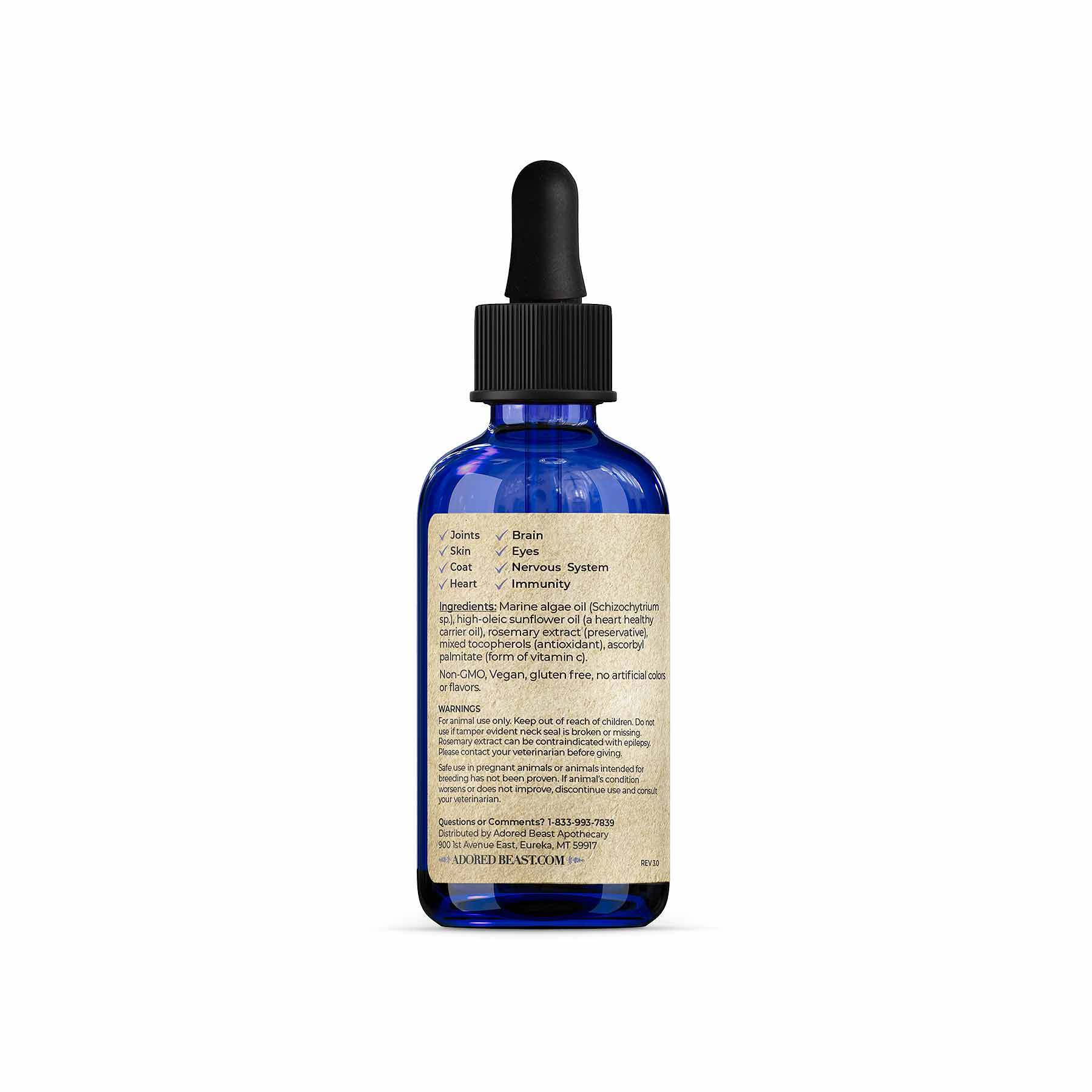 Adored Beast Potent Sea Omega 3 (60ml) Fish Oil EPA DHA Itchy Skin Coat Heart Support for Dogs and Cats