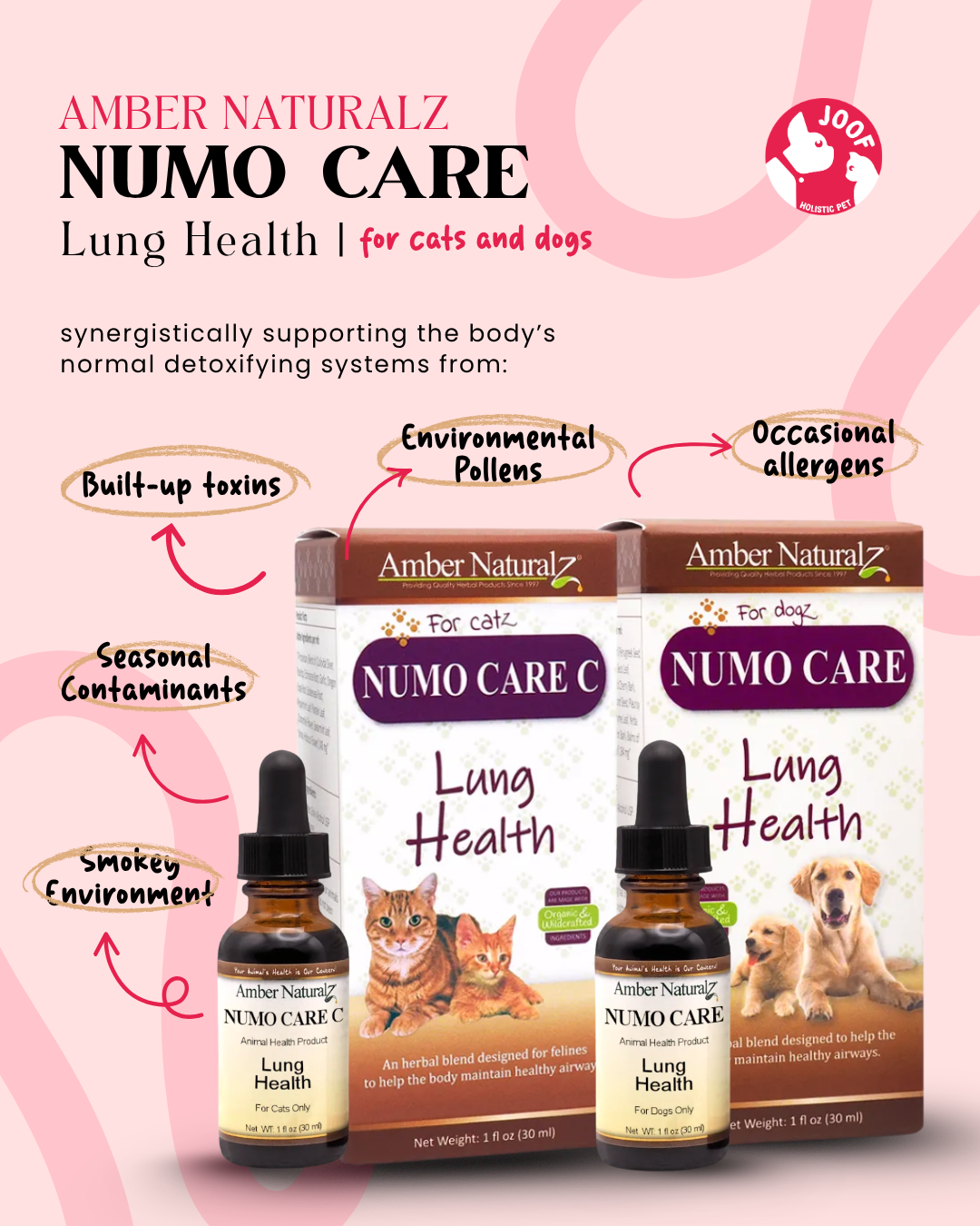 Amber Naturalz Numo Care (1oz) Lung Tracheal Respiratory Support Herbal Tincture for Dogs and Cats
