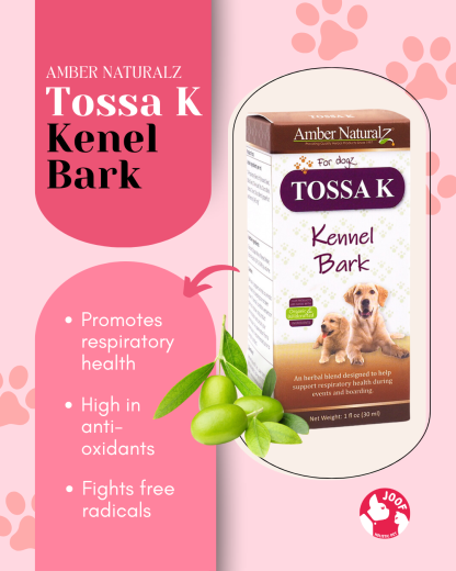 Amber Naturalz Tossa K Kennel Bark (1oz) Kennel Cough Respiratory Support Herbal Tincture for Dogs