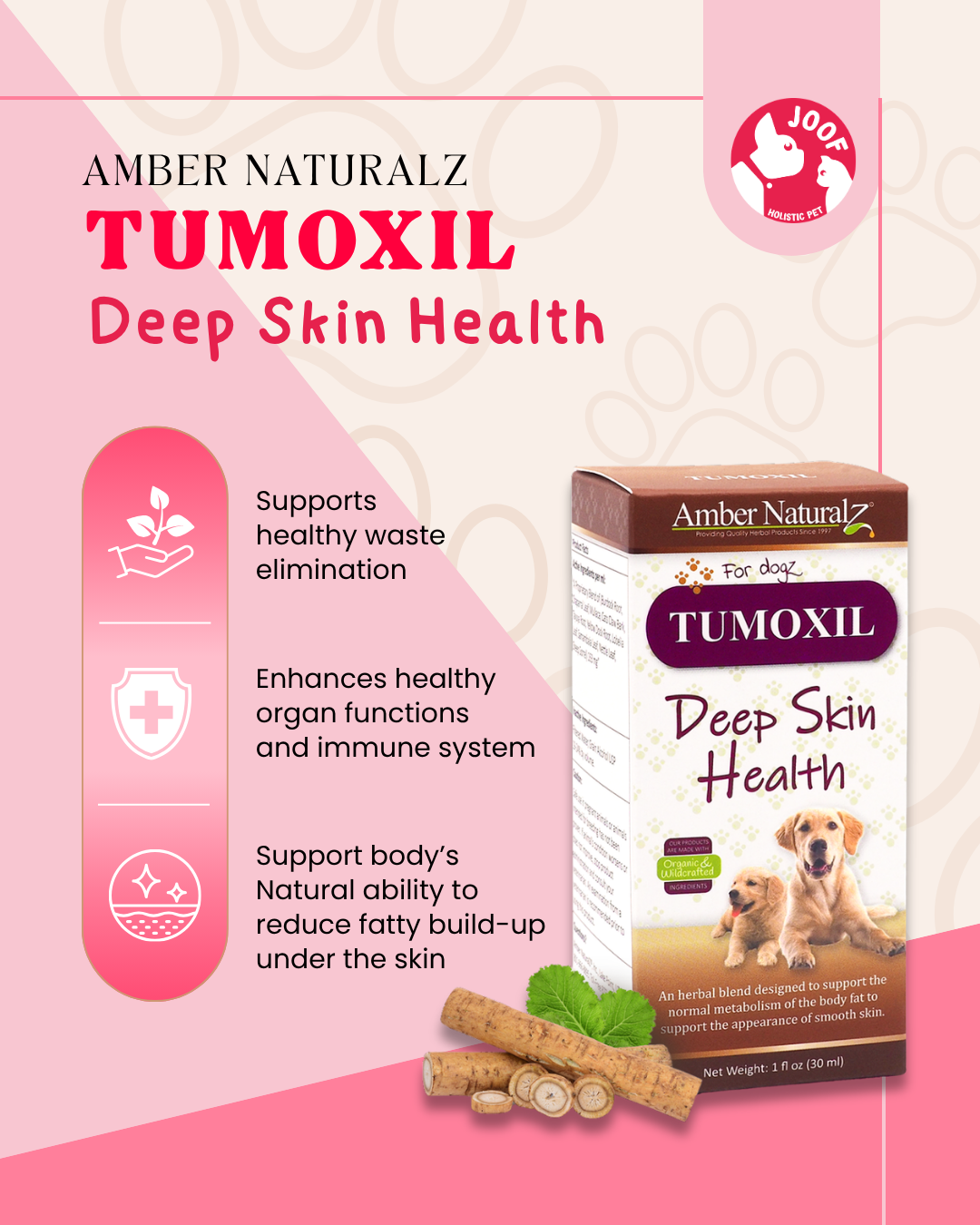 Amber Naturalz Tumoxil (1oz) Deep Skin Health Tumor Mass Cell Support Herbal Tincture for Dogs