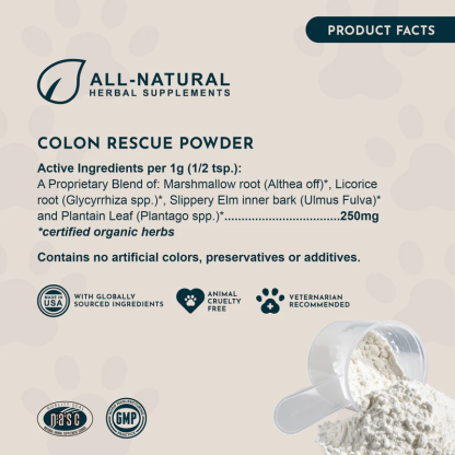 Animal Essentials Colon Rescue (30g) Diarrhea IBD Digestive Support Herbal Powder Organic for Dogs and Cats