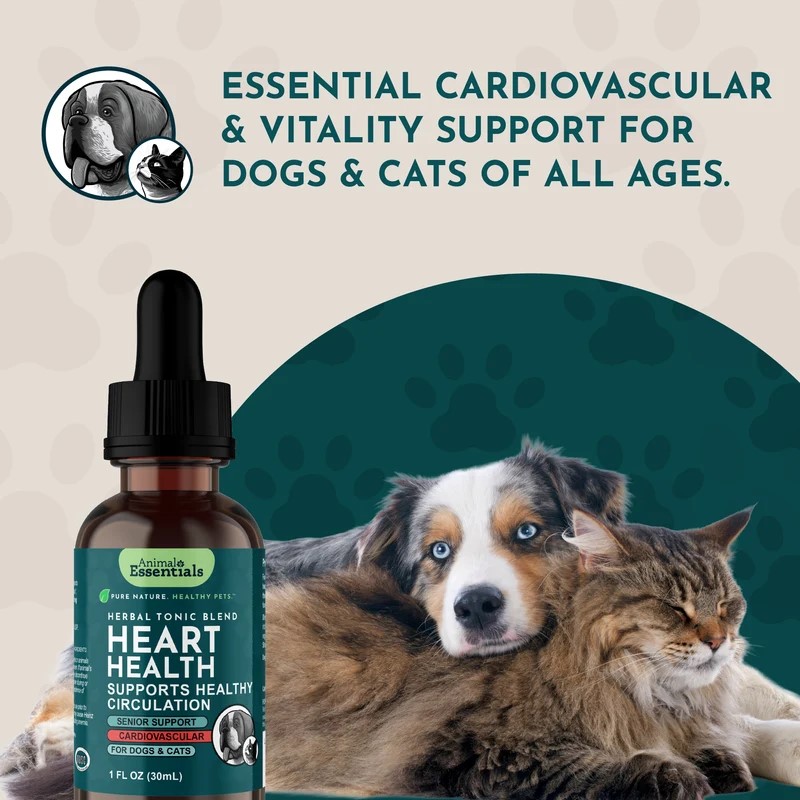 Animal Essentials Heart Health (1oz) Heart Cardiovascular Antioxidant Support Herbal Tincture Organic for Dogs and Cats