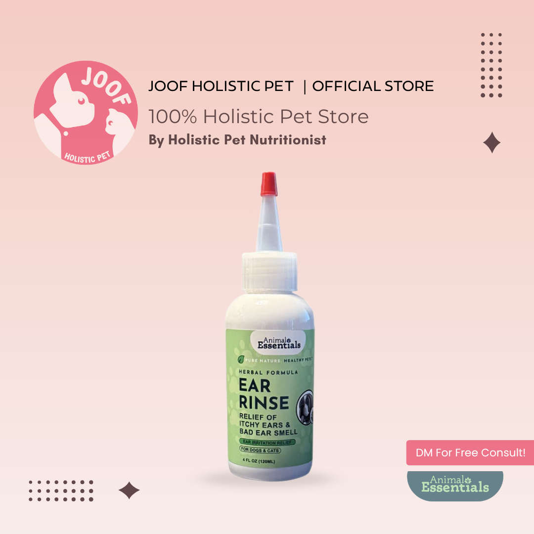 Animal Essentials Herbal Ear Rinse (4oz) Ear Infection Cleanse Support Herbal Solution Organic for Dogs and Cats