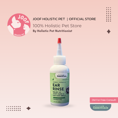 Animal Essentials Herbal Ear Rinse (4oz) Ear Infection Cleanse Support Herbal Solution Organic for Dogs and Cats