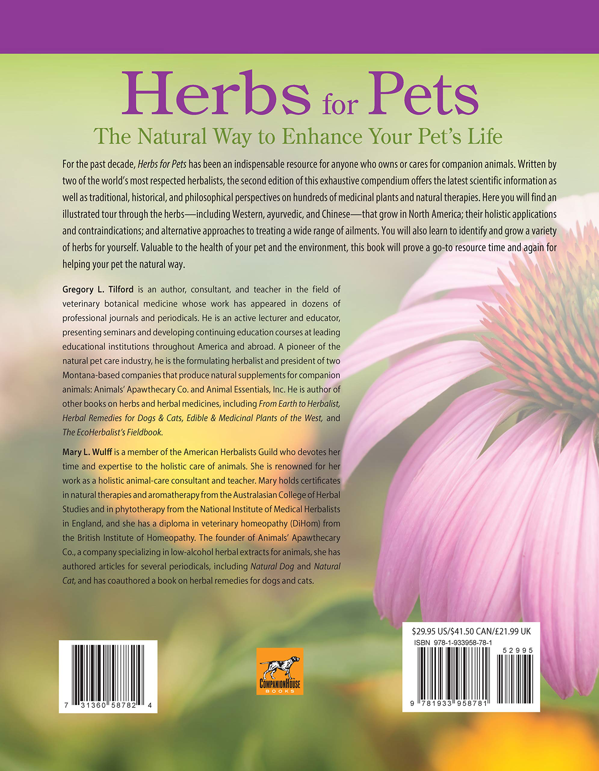 Herbalist Greg Tilford Book - Herbs for Pets : The Natural Way to Enhance Your Pet’s Life Pet | Natural Care & Health Support Book