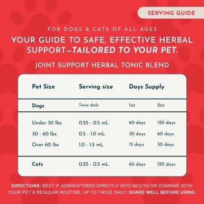 Animal Essentials Joint Support (1oz) Joint Hip Mobility Arthritis Support Herbal Tincture Organic for Dogs and Cats