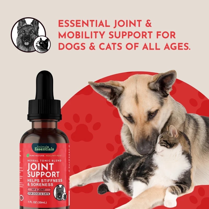 Animal Essentials Joint Support (1oz) Joint Hip Mobility Arthritis Support Herbal Tincture Organic for Dogs and Cats