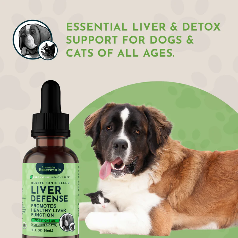 Animal Essentials Liver Defense (1oz) Liver Kidney Detox Support Herbal Tincture Organic for Dogs and Cats