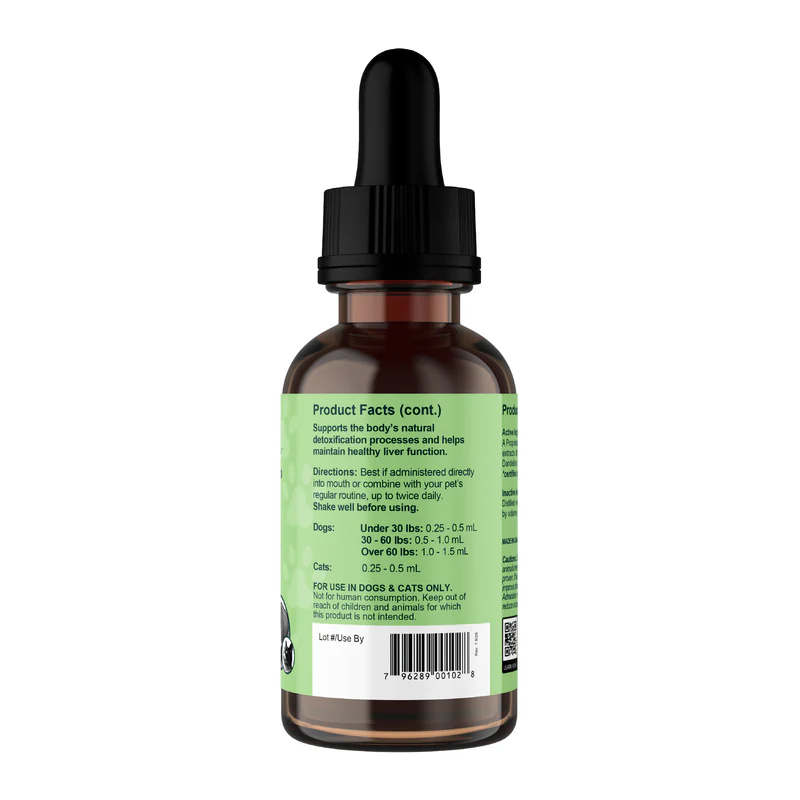Animal Essentials Liver Defense (1oz) Liver Kidney Detox Support Herbal Tincture Organic for Dogs and Cats