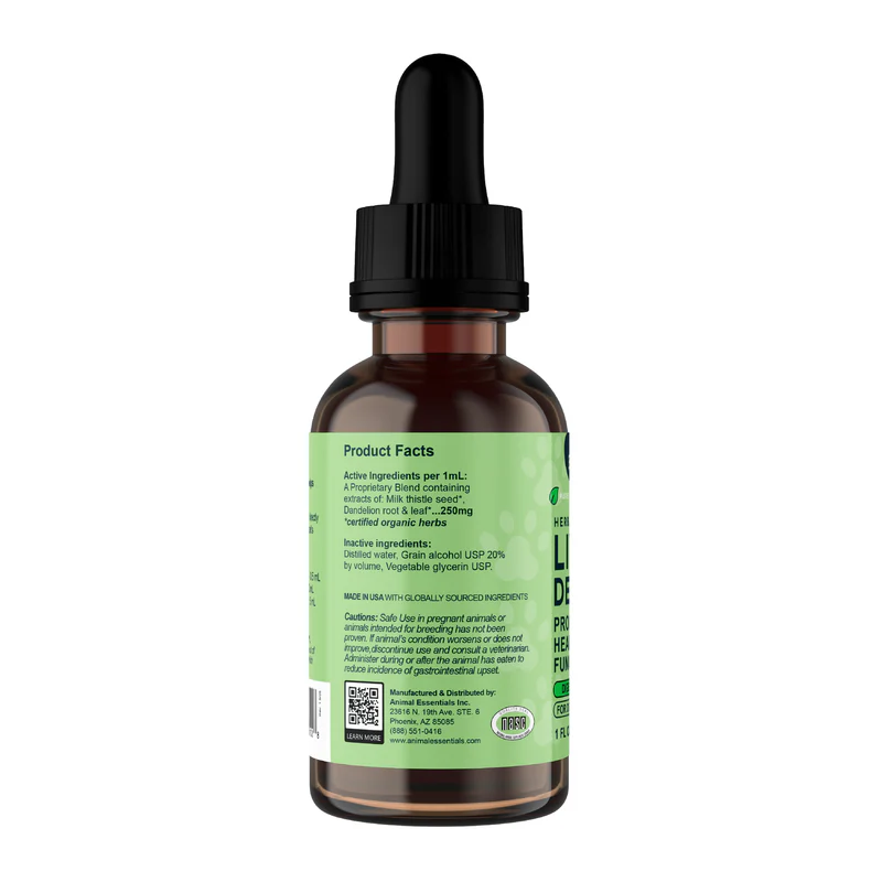 Animal Essentials Liver Defense (1oz) Liver Kidney Detox Support Herbal Tincture Organic for Dogs and Cats