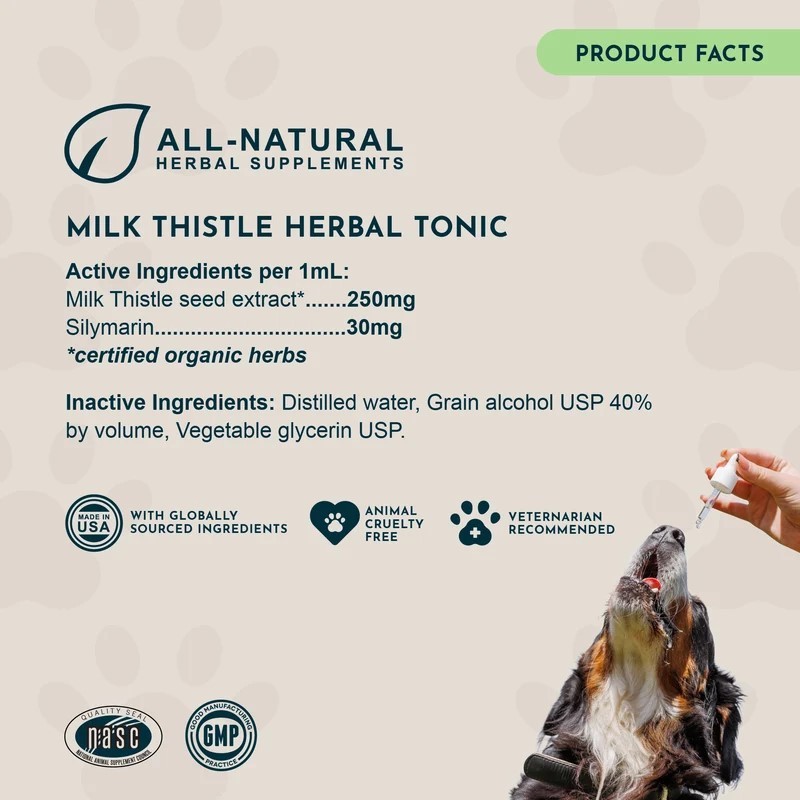Animal Essentials Milk Thistle Seed (1oz & 2oz) Liver Detox Cleanse Herbal Tincture Organic for Dogs and Cats