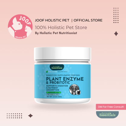 Animal Essentials Plant Enzyme & Probiotics (100g) Digestive Enzyme Gut Pancreatitis Support for Dogs and Cats