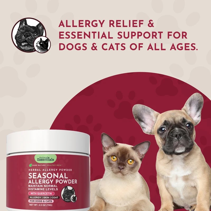 Animal Essentials Seasonal Allergy (1oz & 80g) Environmental Allergy Itchy Skin Support Herbal Tincture Organic for Dogs and Cats