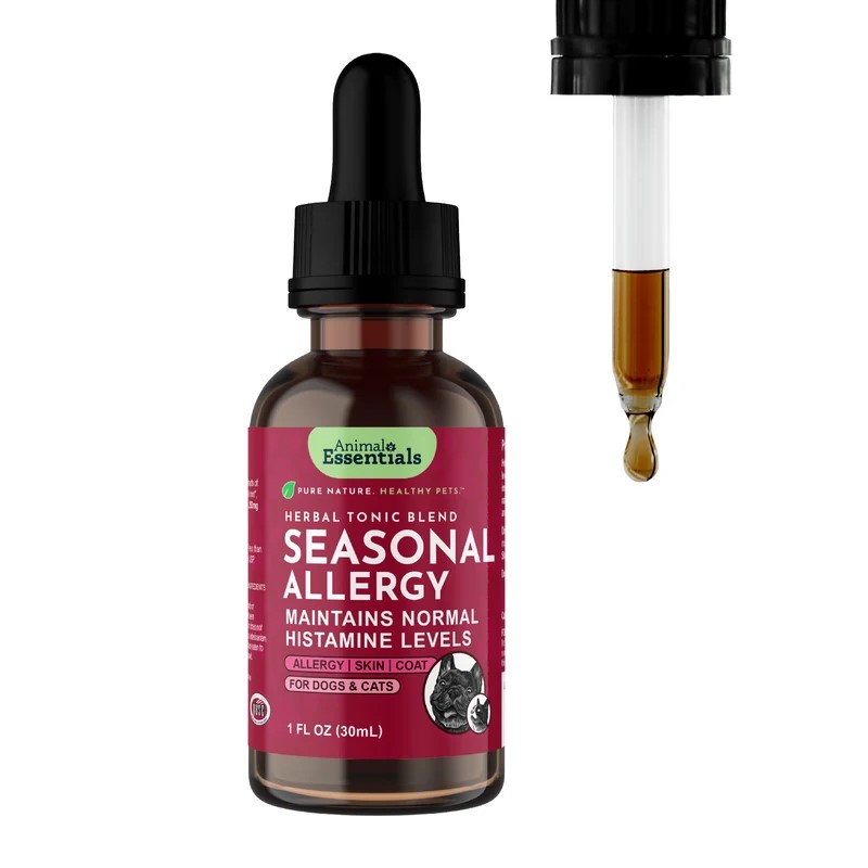 Animal Essentials Seasonal Allergy (1oz & 80g) Environmental Allergy Itchy Skin Support Herbal Tincture Organic for Dogs and Cats