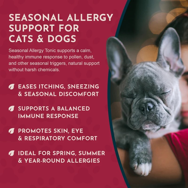 Animal Essentials Seasonal Allergy (1oz & 80g) Environmental Allergy Itchy Skin Support Herbal Tincture Organic for Dogs and Cats