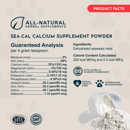 Animal Essentials Seaweed Calcium (12oz) Bone Joint Calcium Mineral Support Organic for Dogs and Cats