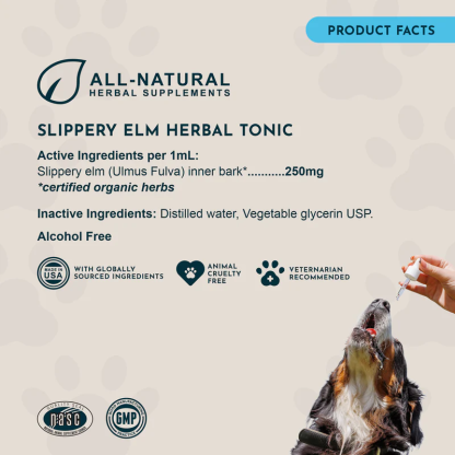 Animal Essentials Slippery Elm (1oz) Diarrhea IBD Digestive Gut Cough Support Herbal Tincture Organic for Dogs and Cats