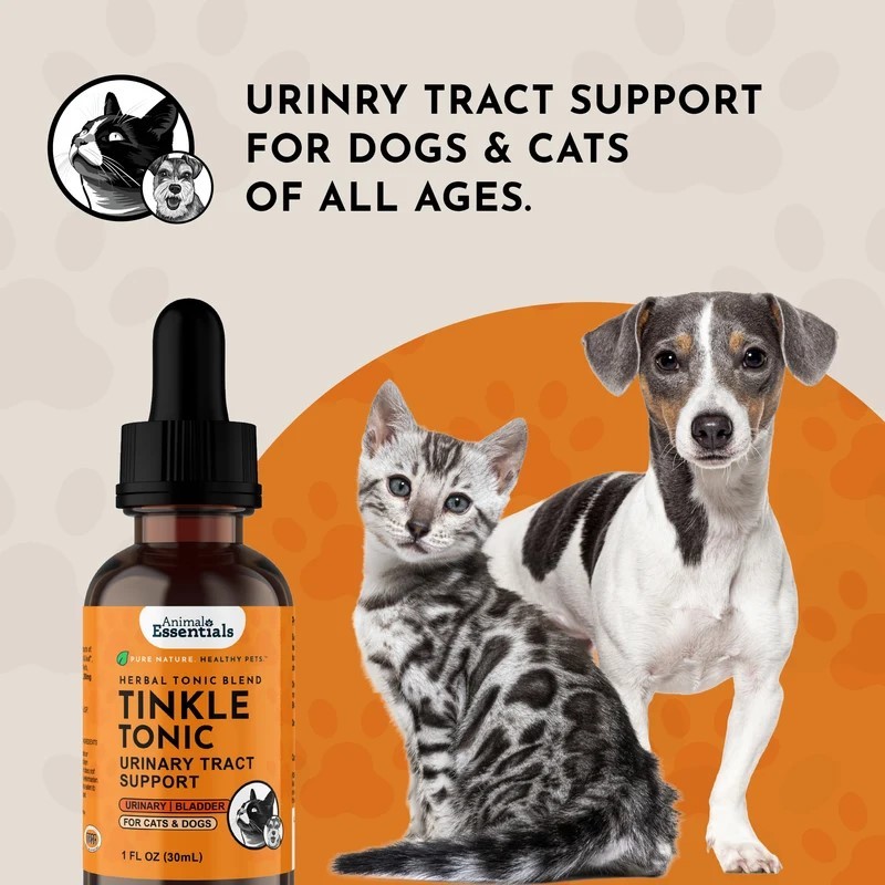 Animal Essentials Tinkle Tonic (1oz) Urinary Tract UTI Bladder Support Herbal Tincture Organic for Dogs and Cats