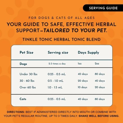 Animal Essentials Tinkle Tonic (1oz) Urinary Tract UTI Bladder Support Herbal Tincture Organic for Dogs and Cats