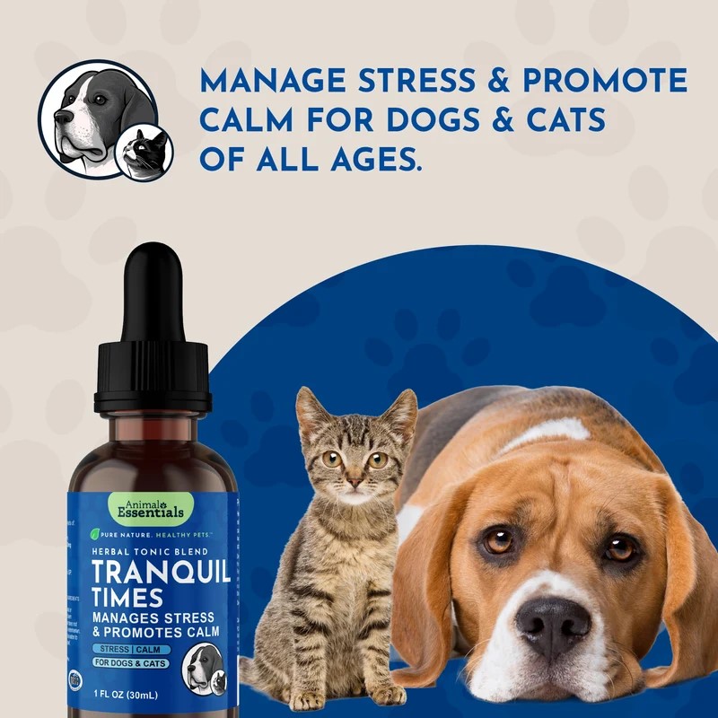 Animal Essentials Tranquility Blend (1oz) Stress Anxiety Calming Support Herbal Tincture Organic for Dogs and Cats