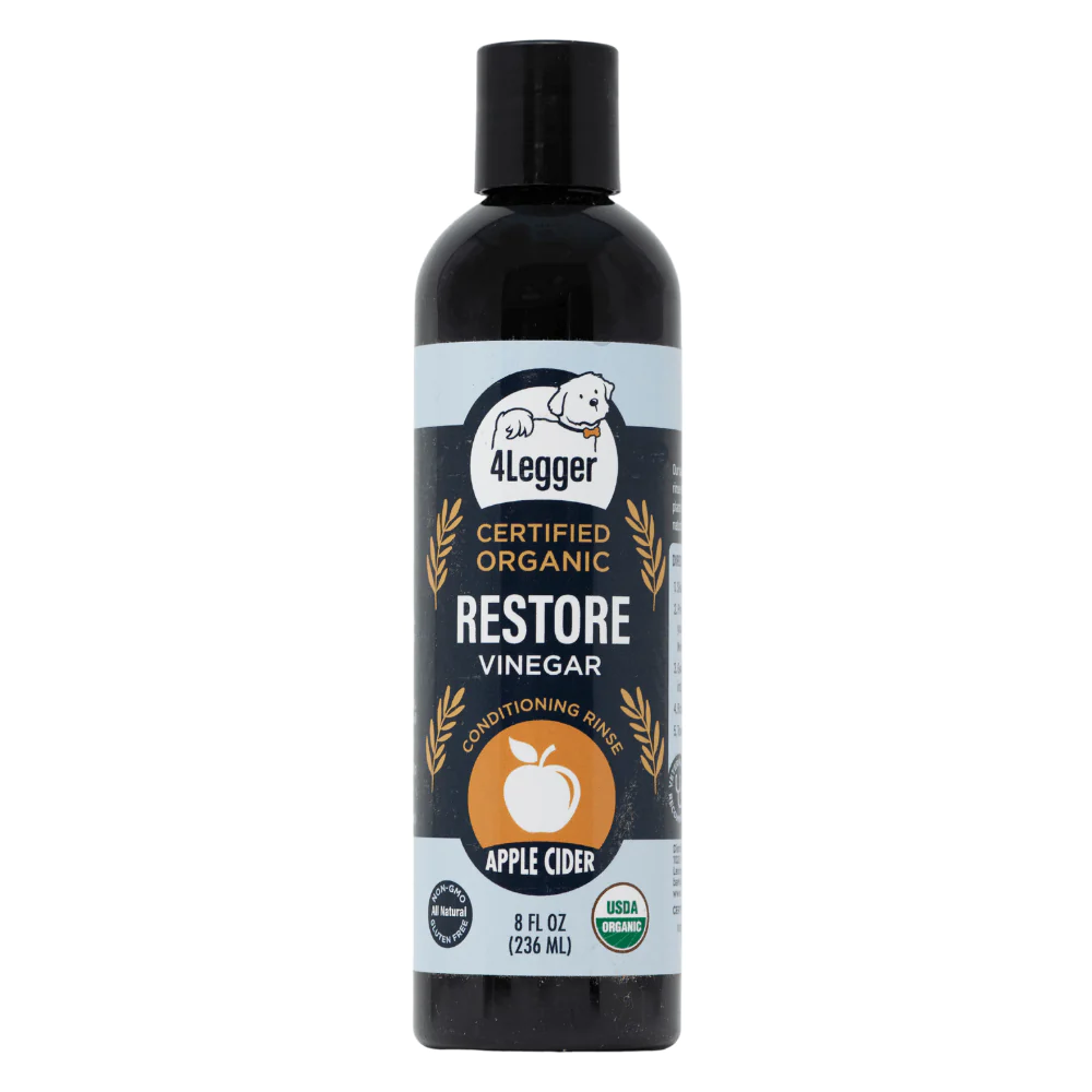 4Legger Restore, Apple Cider Vinegar USDA Certified Organic Conditioning Rinse (8oz) | Normal to Yeast & Bacteria Skin Conditioner for Dogs