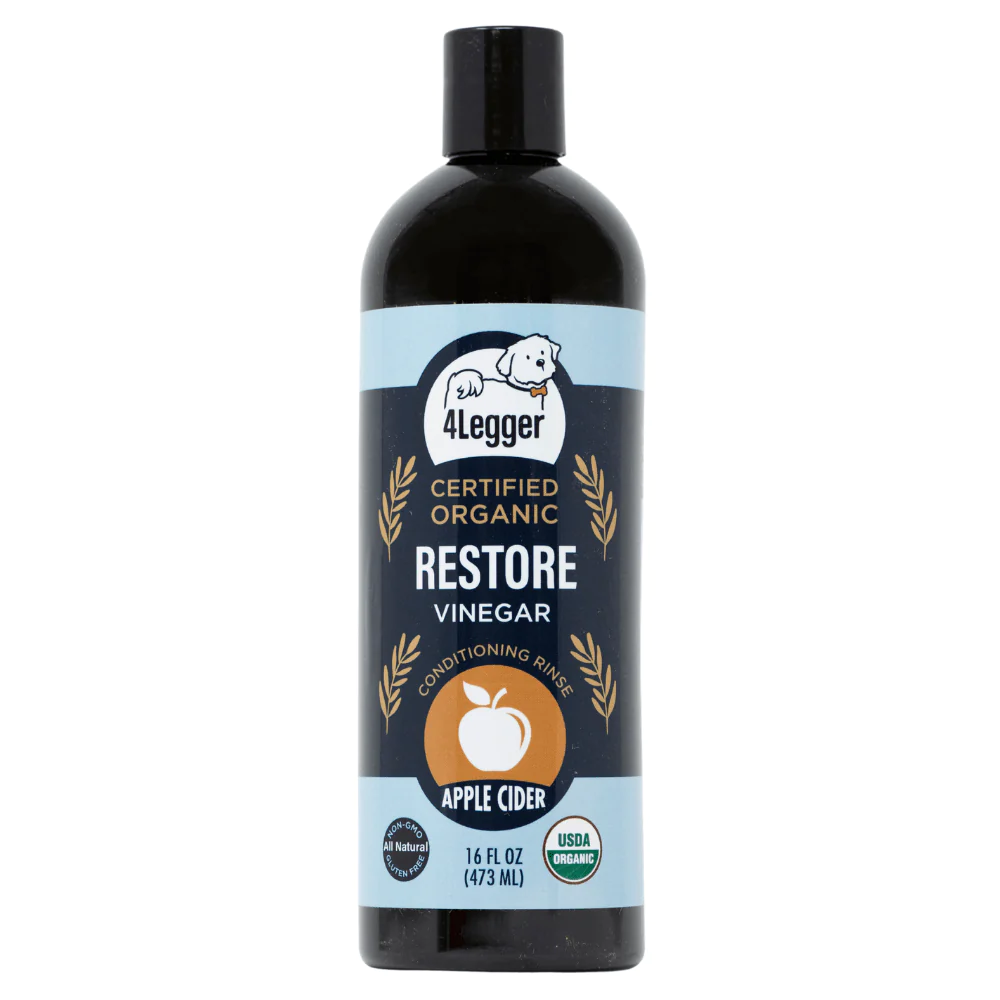 4Legger Restore, Apple Cider Vinegar USDA Certified Organic Conditioning Rinse (8oz) | Normal to Yeast & Bacteria Skin Conditioner for Dogs