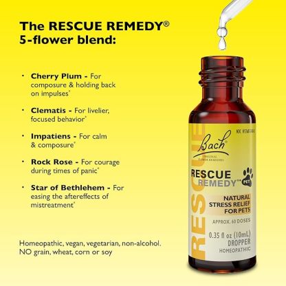Bach Rescue Remedy Pet (10ml & 20ml) Stress Anxiety Calming Drops Natural Relaxation for Dogs and Cats