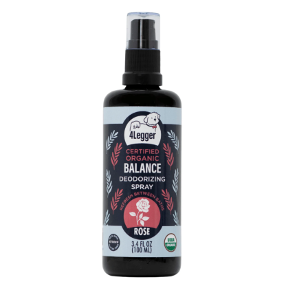 4Legger Balance, Rose USDA Certified Organic Deodorizing Spray for Dogs (3.4oz) | Holistic Grooming Essentials for Dogs
