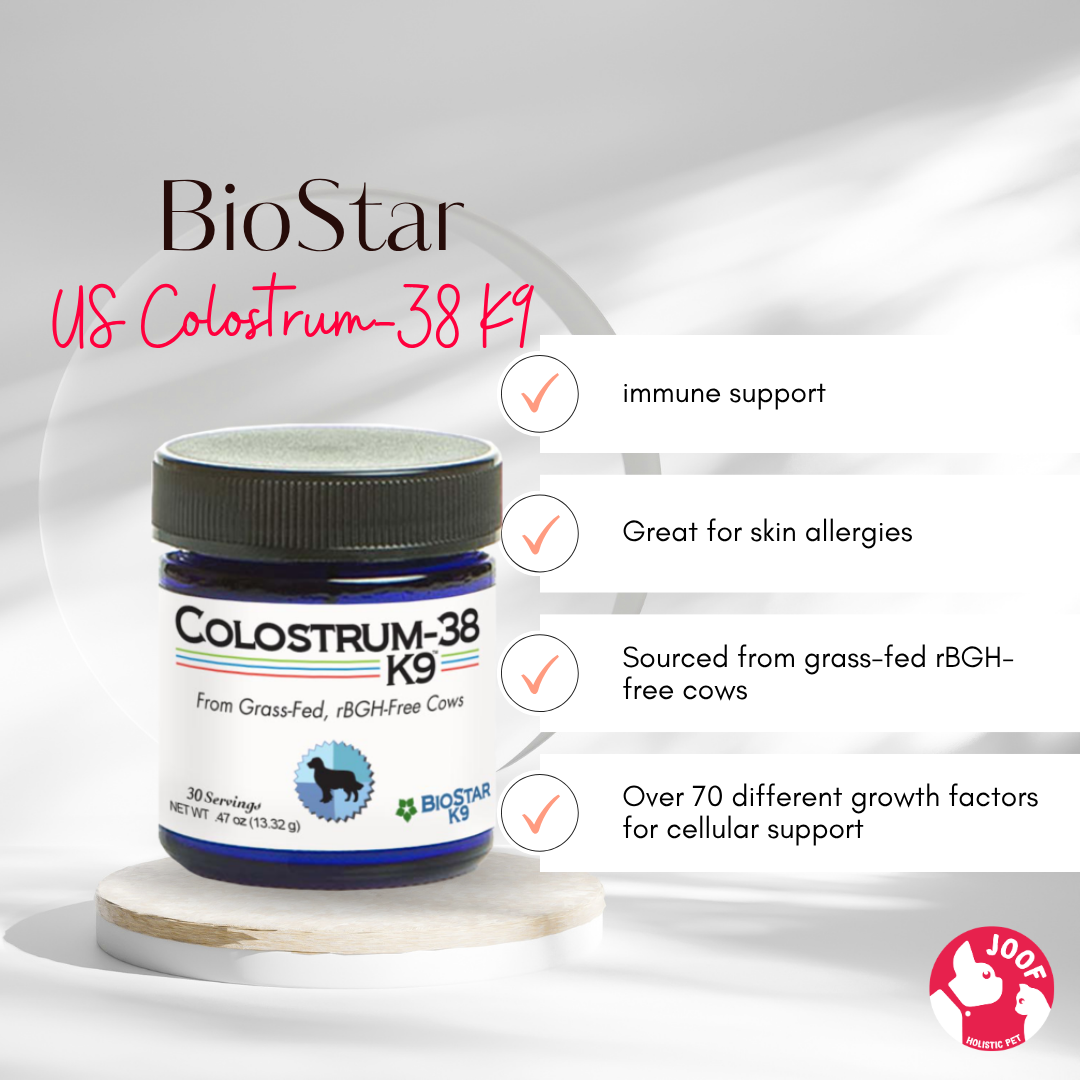 BioStar K9 Colostrum-38 (30 & 120 Servings) Immune Skin Allergy Support Whole Food for Dogs and Cats
