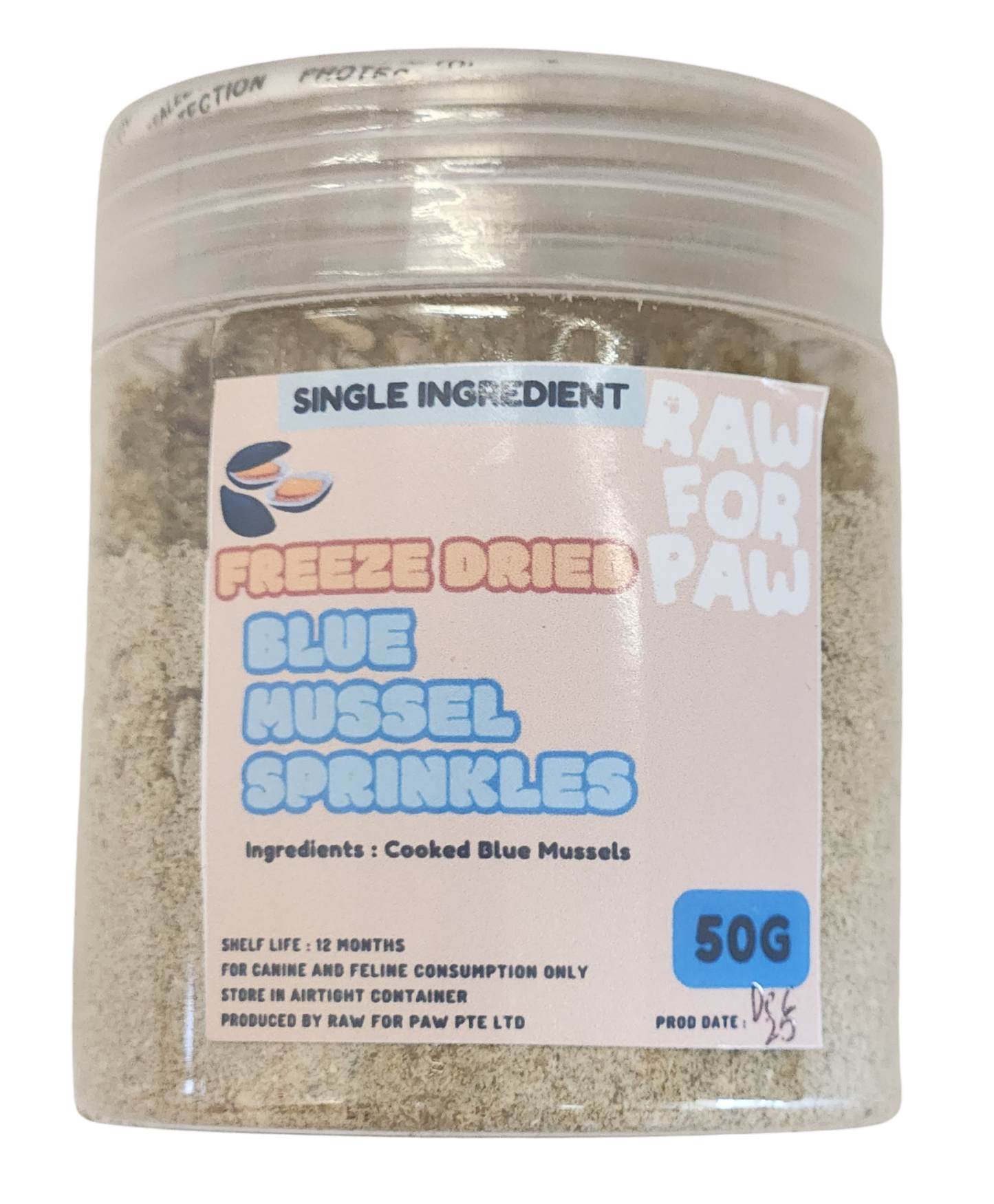 Raw for Paw Freeze Dried Blue Mussel Sprinkles 50g | Freeze-Dried Treats Whole Food Toppers For Dogs and Cats | Premium Pet Treats