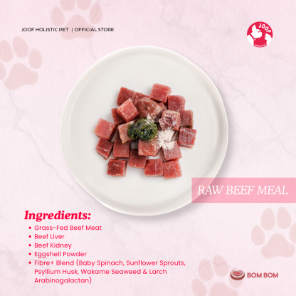 BOMBOM Beef Raw (100g) BARF Single Protein Elimination Diet for Dogs and Cats