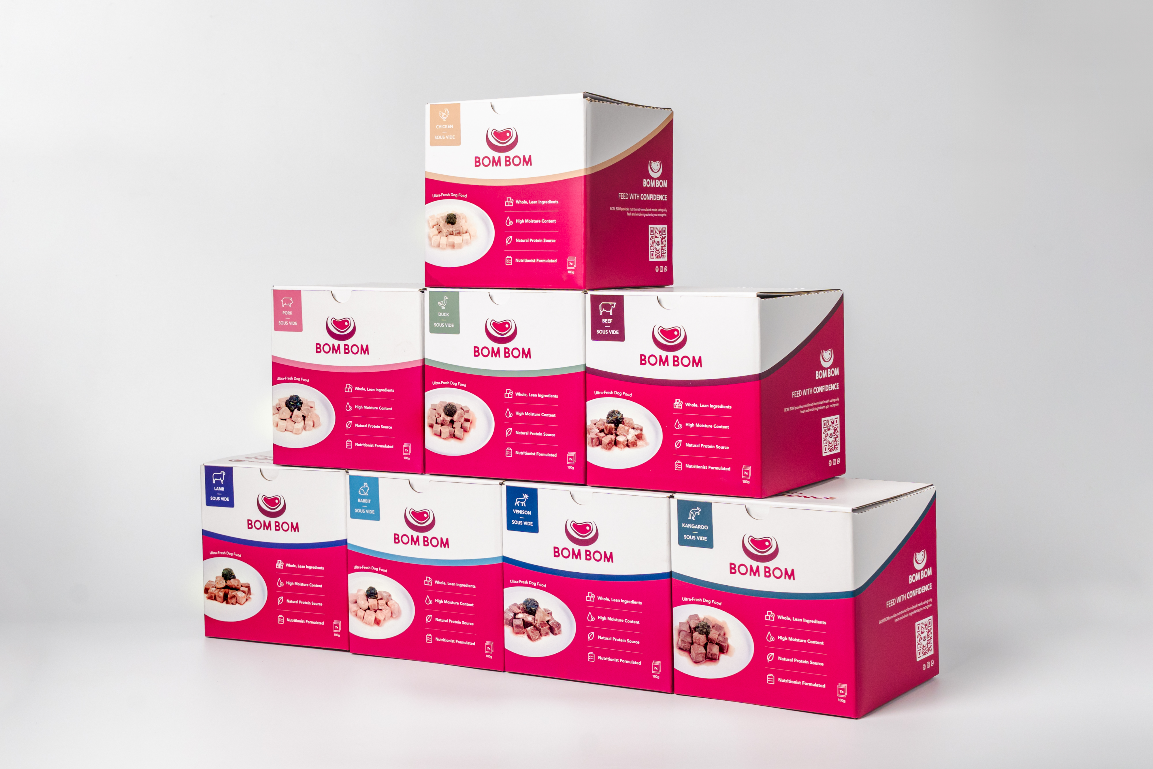 BOMBOM Duck Sous Vide Box (7x100g) Gently Cooked BARF Single Protein Elimination Diet for Dogs and Cats