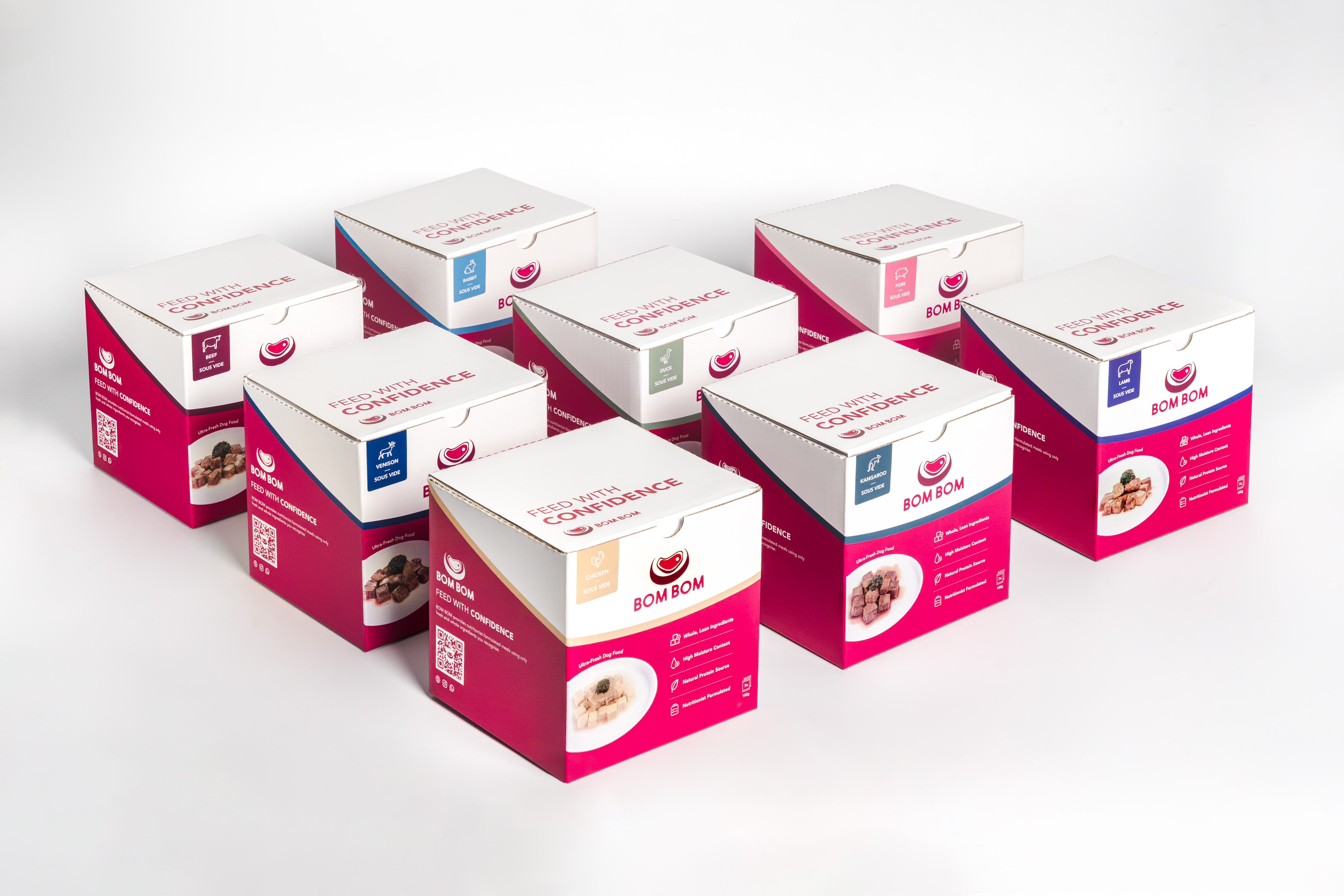 BOMBOM Sous Vide Box Mix & Match Bundle (8 Proteins) Gently Cooked BARF Single Protein Diet for Dogs and Cats