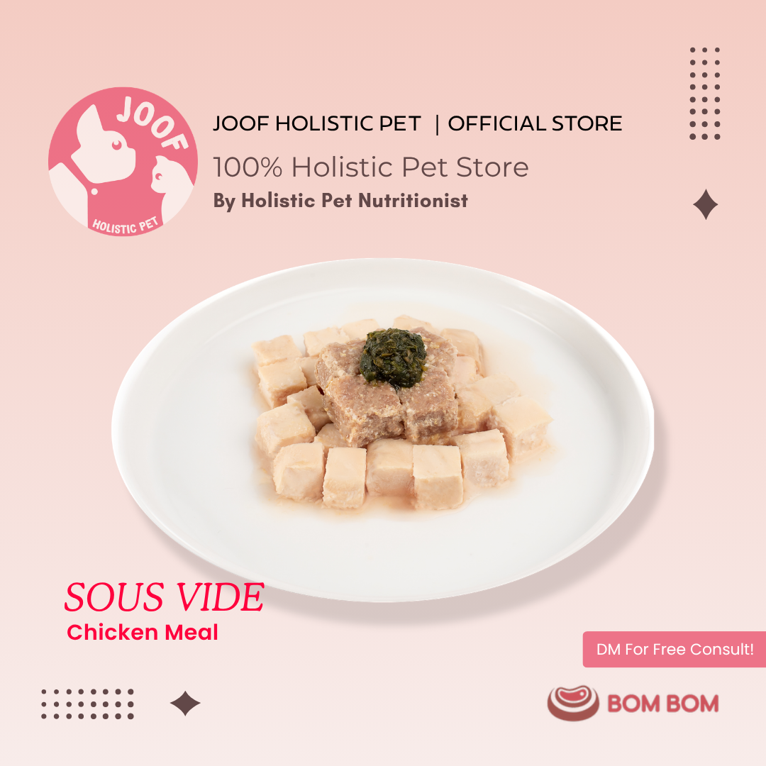 BOMBOM Chicken Sous Vide (100g) Gently Cooked BARF Single Protein Elimination Diet for Dogs and Cats