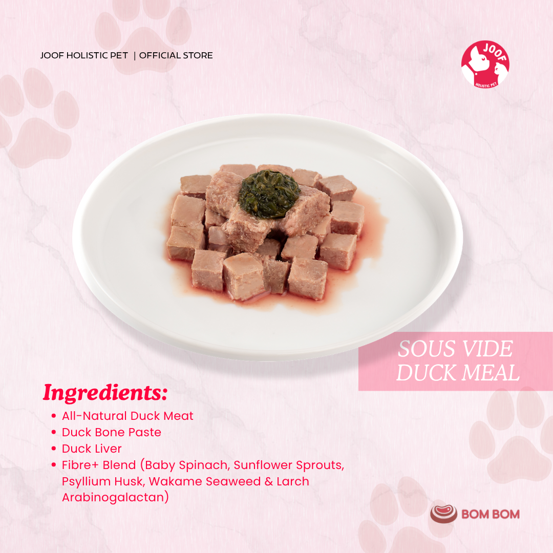 BOMBOM Duck Sous Vide (100g) Gently Cooked BARF Single Protein Elimination Diet for Dogs and Cats