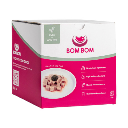BOMBOM Duck Sous Vide Box (7x100g) Gently Cooked BARF Single Protein Elimination Diet for Dogs and Cats