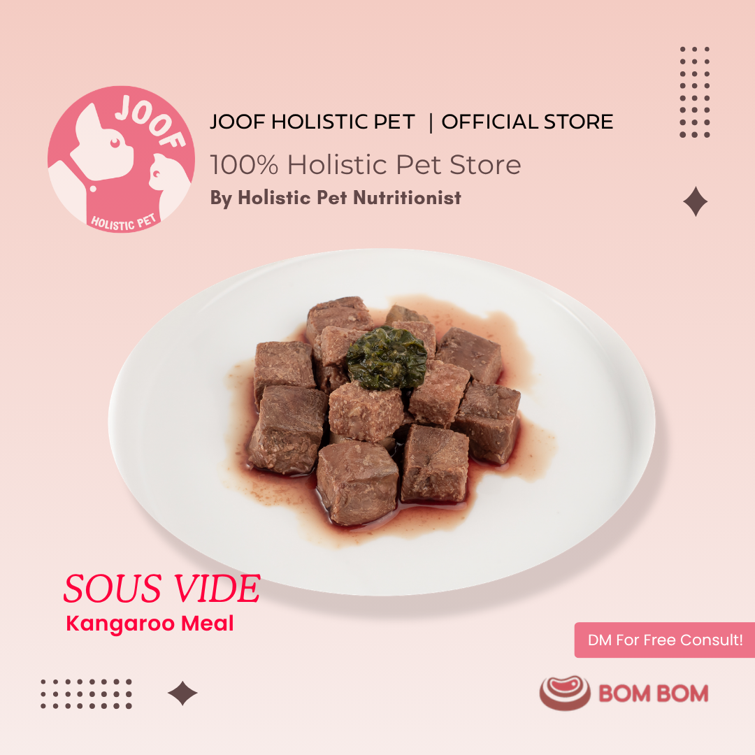 BOMBOM Kangaroo Sous Vide (100g) Gently Cooked BARF Single Protein Elimination Diet for Dogs and Cats