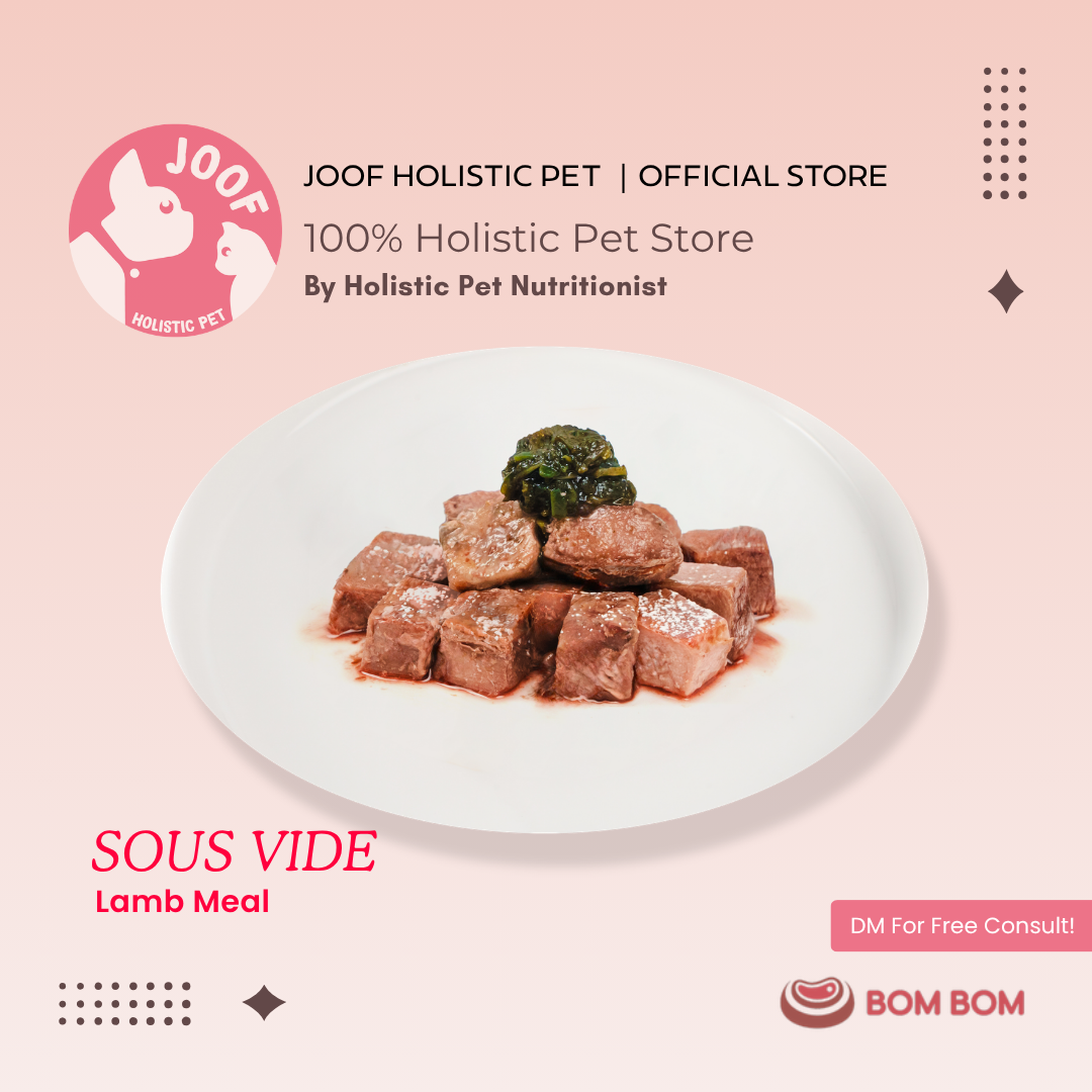 BOMBOM Lamb Sous Vide (100g) Gently Cooked BARF Single Protein Elimination Diet for Dogs and Cats