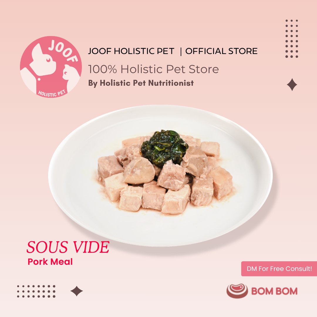 BOMBOM Pork Sous Vide (100g) Gently Cooked BARF Single Protein Elimination Diet for Dogs and Cats