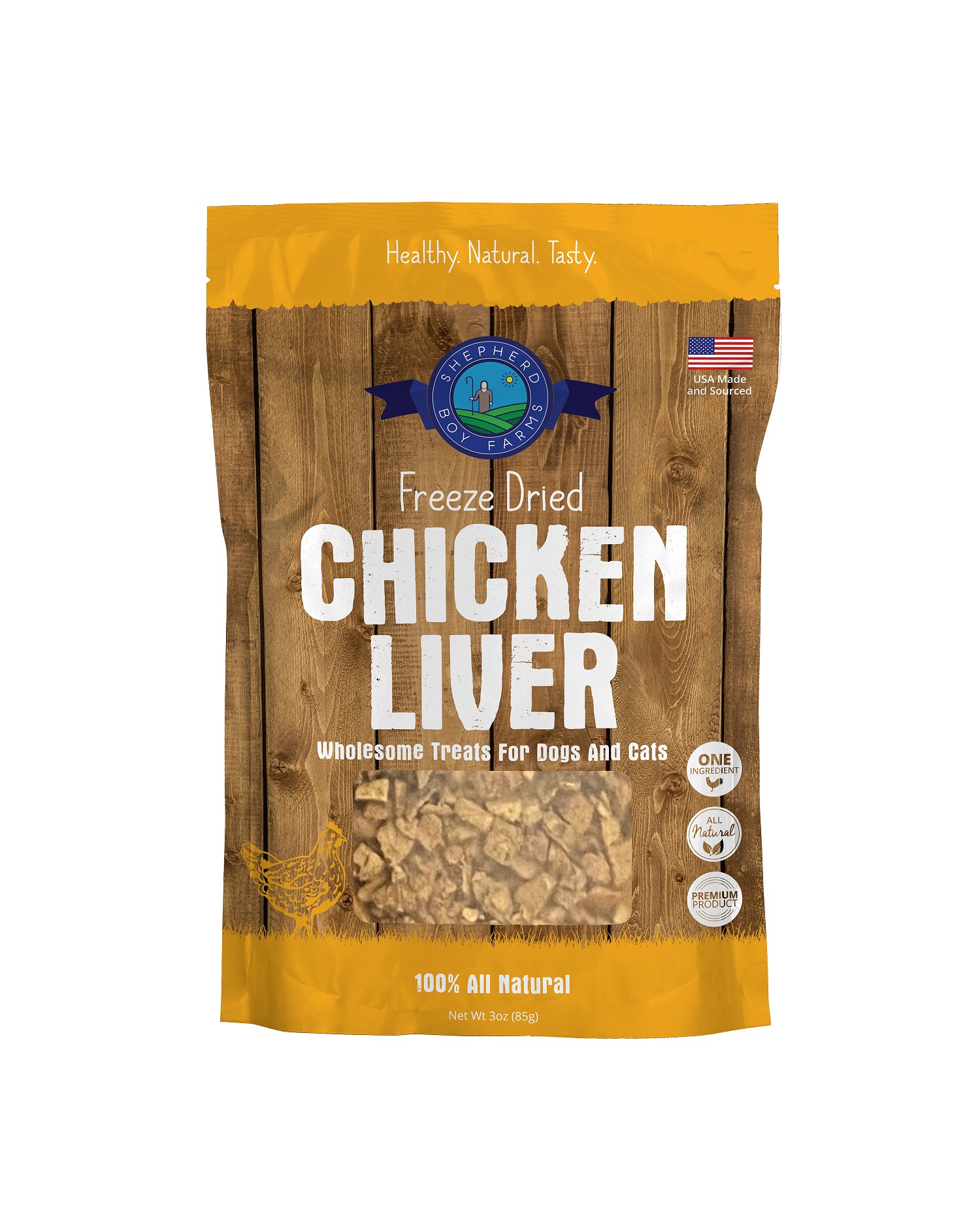 Shepherd Boy Farms Chicken Liver (3oz) Freeze Dried Organ Training Treat for Dogs and Cats